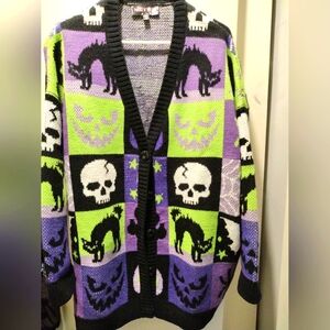 Dolls kill Halloween Goth patchwork Cardigan fits like a XXL